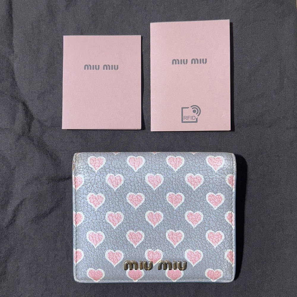 Miu Miu RFID fold wallet with hearts